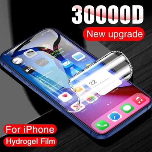30000D Full Cover Hydrogel Film For iPhone 11 12 Pro XS Max Screen Protector Film On iPhone 12 Mini 7 8 6 Plus SE 2020 Non Glass