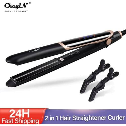 Infrared Hair Straightener Curler Flat Iron Professional Negative Ion Hair Straightening Curling Corrugation LED Styling Tool 53