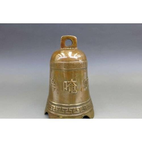 China brass copper Feng Shui town house Buddhism Six words bell Statue