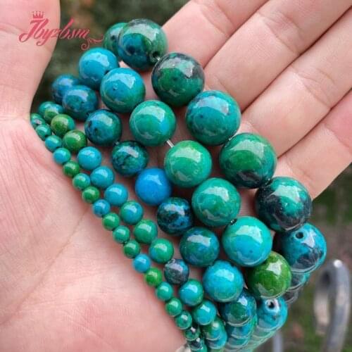 Round Green dye Chrysocolla Loose Stone Beads Strand 15" 6/8/10mm for DIY Accessorie Women Men Necklace Bracelets Jewelry Making