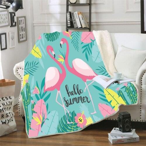 Fashion Flamingo 3D Digital Printed Sherpa Blanket Couch Quilt Cover Travel Bedding Velvet Plush Throw Fleece Blanket Bedspread