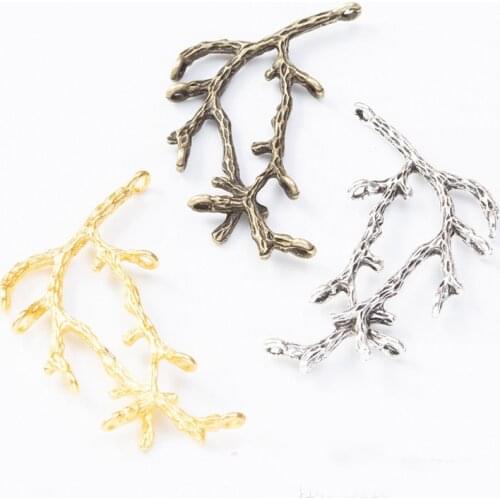 RAINXTAR Fashion Alloy Vintage Tree Branch Connector Charms Fit Necklace Making 29*47mm 30pcs AAC1989