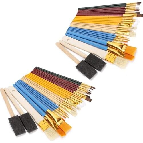 2 Sets 50 PCS Oil Paint Brush Set Multifunction Painting Professional Oil Painting Supplies for Students and Artists