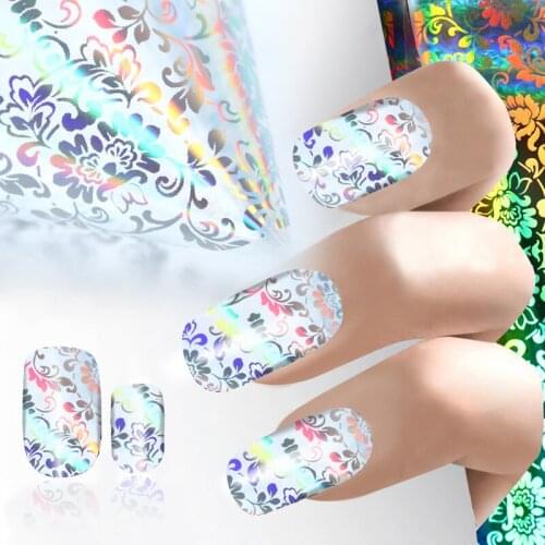 New 100*4cm 1pc Laser Rattan Transparent Nail Art Stickers Decals Wraps Nail Transfer Foil Manicure Tools Wholesale Retail