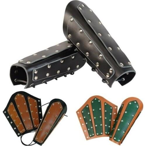 Genuine Leather Bracer Arm Armor Warrior Steampunk Punk Armband Medieval Cuff Props Costume
