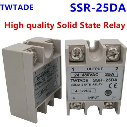 2PCS TWTADE/ High-quality Single Phase Solid State Relay SSR-25DA Module 3-32V DC To 24-480V AC SSR-25 DA SSR 25A