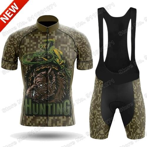 Hunting Camouflage Pattern Cycling Jersey Set Summer Bicycle Clothing Road Bike Shirts Suit Bicycle Bib Shorts MTB Ropa Maillot