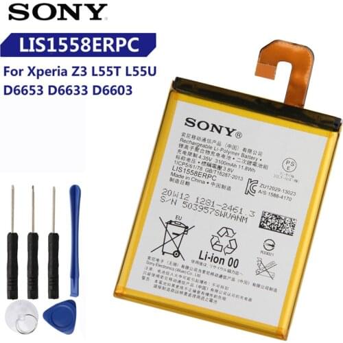 Original Replacement SONY Battery LIS1558ERPC For Sony Xperia Z3 D6653 D6633 L55T L55U D6603 Genuine Phone Battery 3100mAh