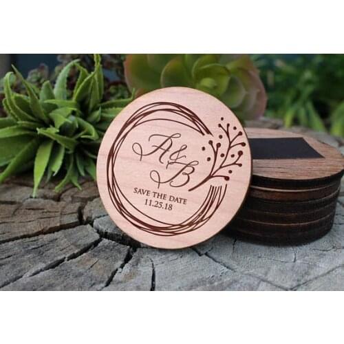 Custom Wood Save The Date, Save The Date Magnet, Floral Flower Fridge Magnet