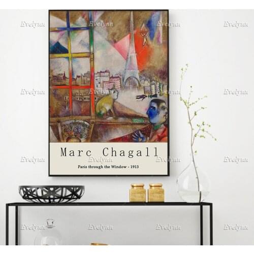 Marc Chagall Poster Print - Paris Through The Window - Minimalism Wall Art Prints Home Decor Canvas Unique Gift Floating Frame