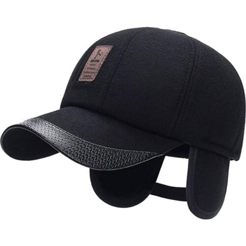 Adjustable Size Winter Mens Thick Baseball Caps Cold Proof Earmuffs Hat Snapback Cap Simple Casual Sports Cap Dad Warm Hats