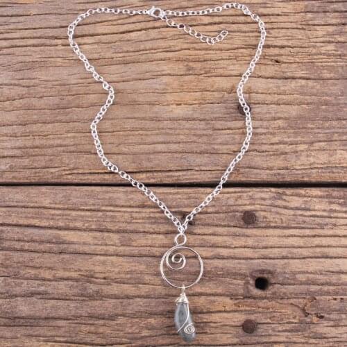 RH Fashion Bohemian Jewelry Slv Links Chain Stone Dorp Pendant Women Boho Necklace Gift