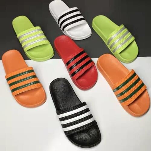 VOTODA Womens PVC Classic Striped Slippers Casual Indoor Flat Slides Couple Simple Black and White Striped Beach Flip Flops