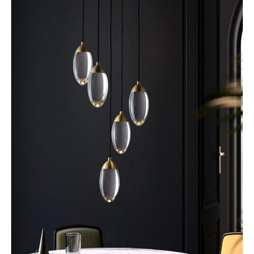 SIUU Light Luxury Gold Chandelier Bedroom Headroom Hallway Designer Simple All-Copper Egg-Shaped Crystal Lamp