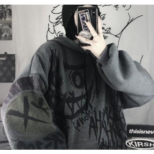 Gothic Hoodie Womens Cartoon Hip Hop Hoodie Sweatshirt Oversize Women Spring Autumn Funny Punk Hoodies Tops Females Clothes