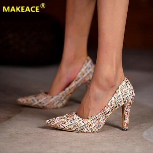 Fashion Womens Shoes New Small Floral High Heels for Women 35-43 Large Size Pointy Toe Cover Shoes for Womens Formal Shoes