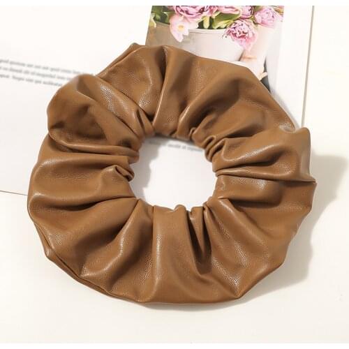 Korean Soft PU Leather Hair Rope Elastic Hair Scrunchies Girls Hair Accessories Solid Hair Tie Hair Bands Hair Ring Oversized