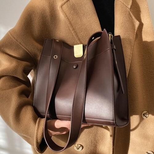 Vintage Fashion Female Tote Lock 2021 New High Quality PU Leather Womens Designer Handbag High capacity Shoulder Messenger Bag