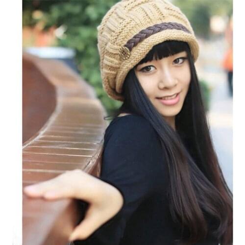 High Quality Woman Lady Warm Knitted Crochet Slouch Baggy Beanie Hat Hot Autumn And Winter Berets Cap