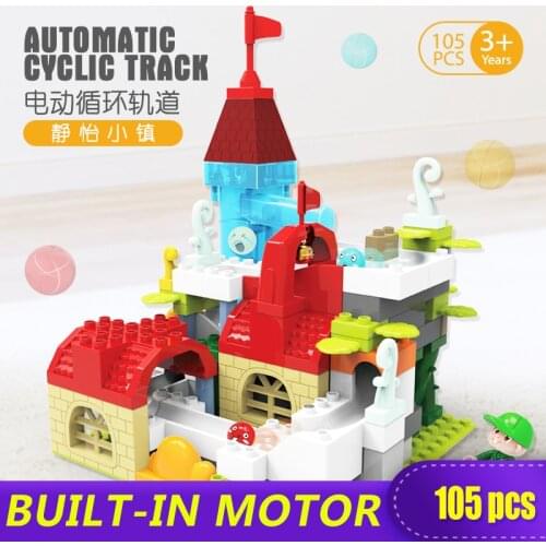 XINGBAO New 105PCS Electric Castle Slide Big Bricks Duplo Building Blocks Toy Childrens Novel Gift DIY with Logo