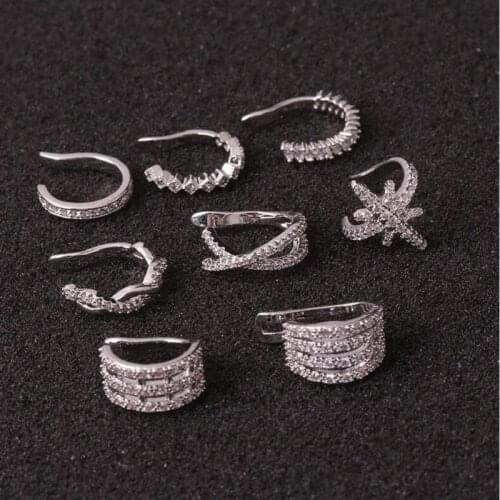 1pc Stainless Helix Cartilage Conch Fake Piercing Jewelry Adjustable Cz Ear Cuff No Piercing Conch Earring For Woman