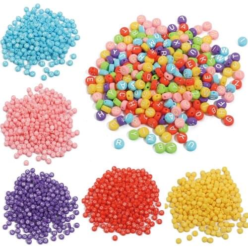 100pcs Mix Color Round Acrylic English Letter Alphabet Beads Spacer Charms For DIY Jewelry Making Bracelet Necklace Accessories