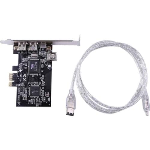 3 Ports 1394A Expansion Card PCI-E PCI Express 1X to IEEE 1394 DV Video Adapter 1x 4Pin 2x 6Pin Controller w/ 6P to 4P IEEE Cord