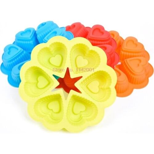 50pcs DlY heart Shape Silicone Cake Mold Baking Tools Bakeware Maker Mold Non-Stick Dessert Cupcake Bakeware Kitchen Accessories