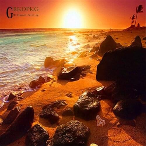 Beach sunrise ima 5D diy diamond painting full square diamond embroidery Cross stitch pictures of rhinestones Wedding decoration