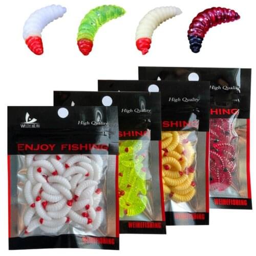 Promotion 50pcs/ outdoor Winter Fishing Bionic soft Bait Aphid 2.4cm/0.5g Artificial Manufacturing Soft Bait Sink Fishing Gear
