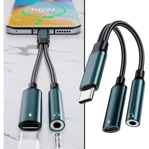 Audio Converter Headphone Adapter Type C to 3.5mm Connector Stereo for Smart Phones Fast Charging Cord for iPad