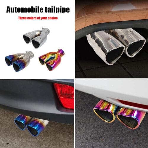Car Dual Exhaust Tip Bolt-on Slant Cut Heart Edge Exhaust Systems Tailpipe Nozzle for Muffler Tip 2.5 inch ID Inlet Car Parts