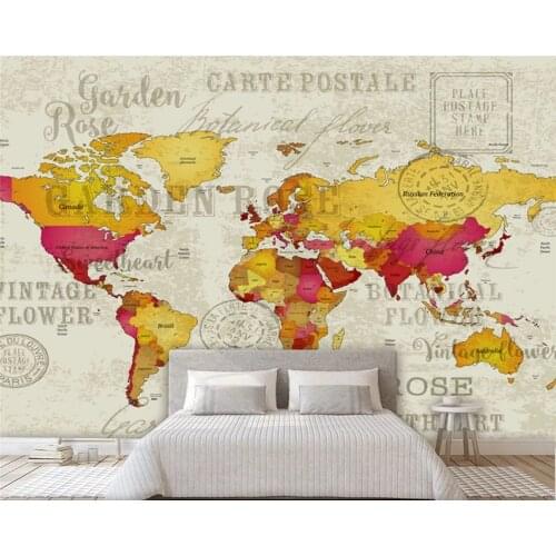 Beibehang Custom fashion papel de parede 3d wallpaper retro old American Nordic minimalist world map TV background wall paper