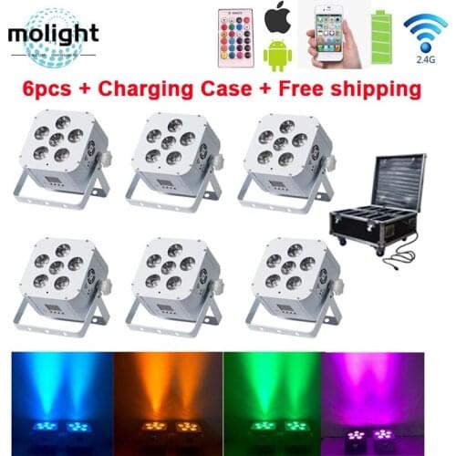 12pcs Wireless dmx 6*18W Uplights Wifi IRC remote Battery RGBWA UV 6in1 LED Wedding Uplightings Last 20 Hours Smart DJ Par Light
