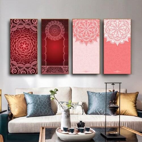 Bohemian Warm Mandala Exquisite Pattern Flower Long Canvas Painting Poster Print Printing Bedroom Living Room Home Decoration