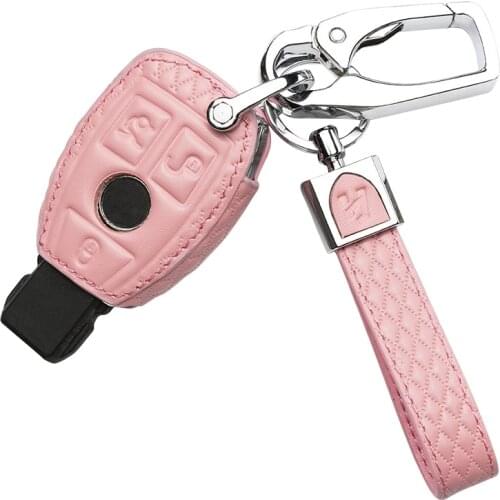 Genuine Leather 2&3 Button Smart Car Key Case Cover For Mercedes Benz GLC200 GLC260 300 GLA200 220 Accessories Keyrings Keychain
