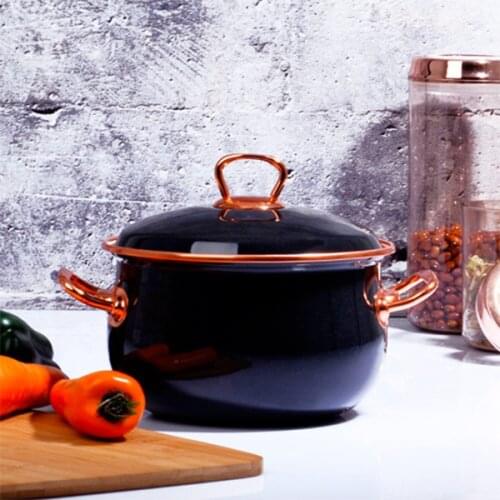 Black Enamel Pots And Cover 18 Cm 3 Lt