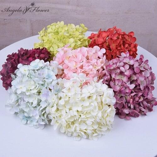 Large 19CM Artificial Flower Hydrangea Heads 176 Petals Silk DIY Wedding Flower Wall Materials 11 Branch Festival Party Props