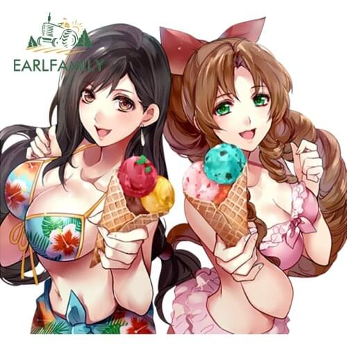 EARLFAMILY Anime Vinyl Decal Tifa Lockhart, Aeris Gainsborough Car Bumper Windows Sticker Car Door Protector Bumper Stickers