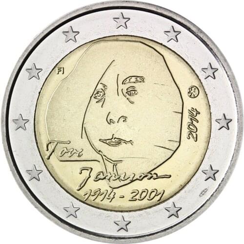Finland 2014 100th Anniversary of Tove Jansen Birth 2 Euro Real Original Coins True Euro Collection Commemorative Coin Unc