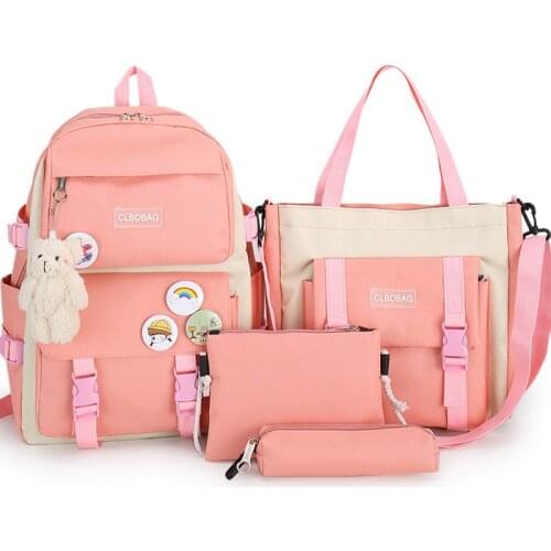 4 Set Women Backpack For Teenage Girl School Bags Multifunctional Shoulder Bag High Quality Ulzzang Student School Backpacks