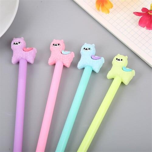 Creative Three-dimensional Bear and Alpaca gel pen Cute Cartoon Plastic Signature Pen School Stationery Supplies