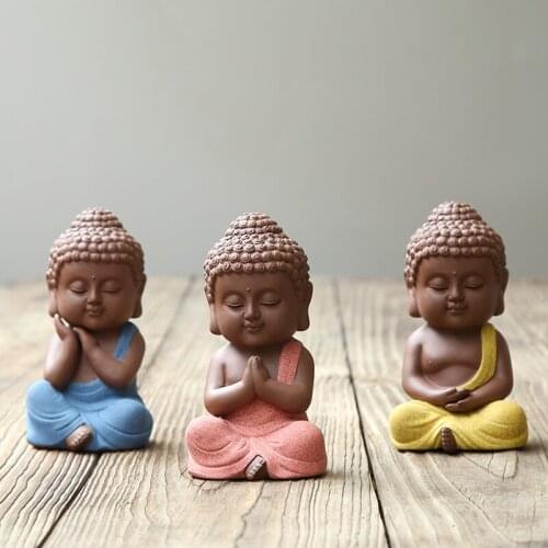 Creative tea pet Chinese yixing zisha tea play Buddha small size home decoration house warming gift ornament lovely decorations