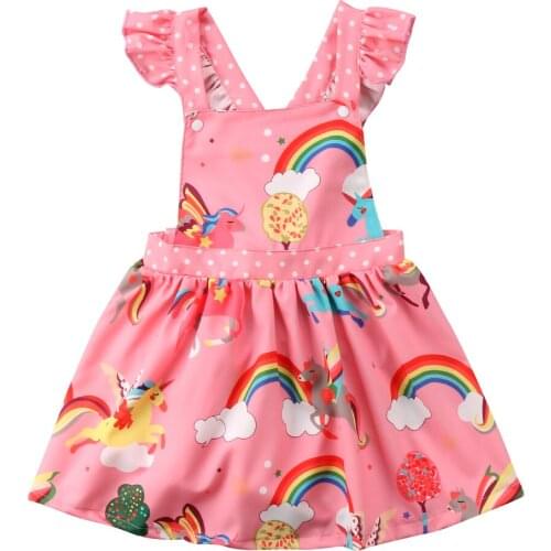 Summer Baby Girls Kids Party Pegeant Tutu Sleeveless Dress Unicorn Backless Dresses Size 2-6T