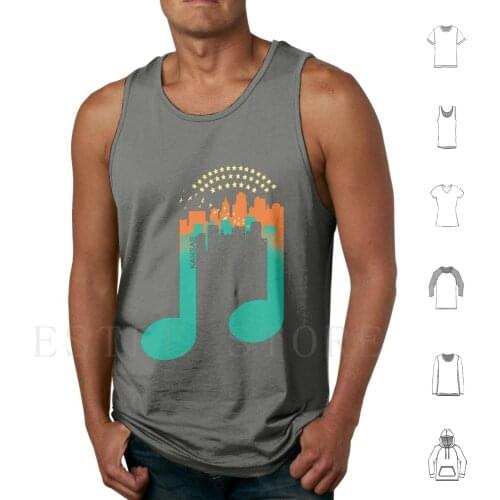 Kansas-Music City Tank Tops Vest Sleeveless Kansas Music City Music Musical City Building America United States Musician