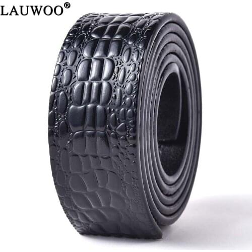 LAUWOO No Bucket Designers Mens Belts Body 3.5cm Wide Cowkin Genuine Leather High Quality Men Automatic Belt Body