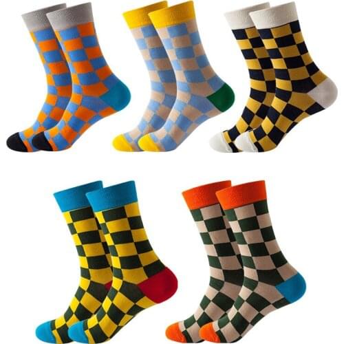 Women Socks Men Cotton Checks Sport Ins Popular Easy Matching Spring Autumn Summer Girls Breathable Trendy Comfortable Mid-calf