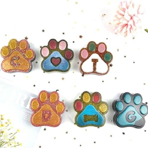 New Letter In Dog Paw Design DIY Silicone Alphabet A-Z Fudge chocolate Mould , Letter Mold Decoration Silicone Resin Crafts