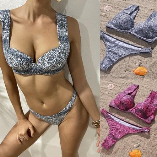 2020 New Style Thong Swimming Swimwear Womens Push Up Cup Bathing Suits Set Low Waist Mini G-String Bikinis Hot Selling