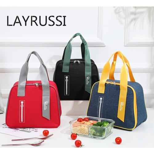 LAYRUSSI New 2021 Cation Contracted Lunch Bag Portable Outdoor Japanese Lunch Bag Aluminum Foil Insulation Lunch Box Bag For Kid